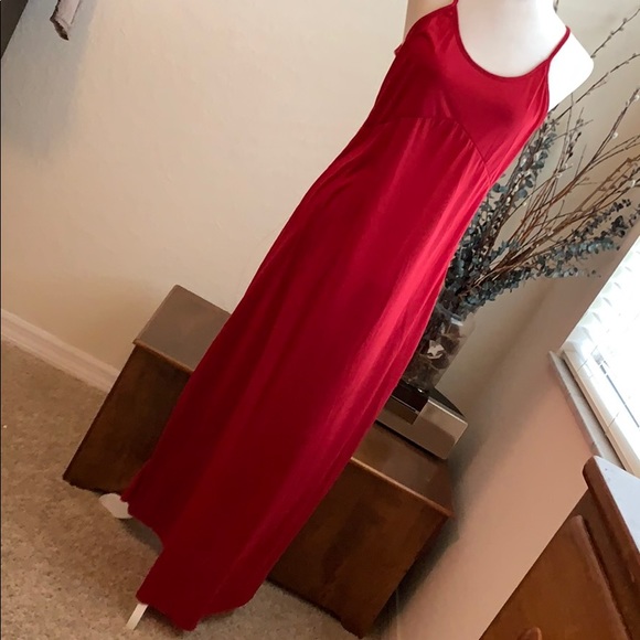 red cotton maxi dress